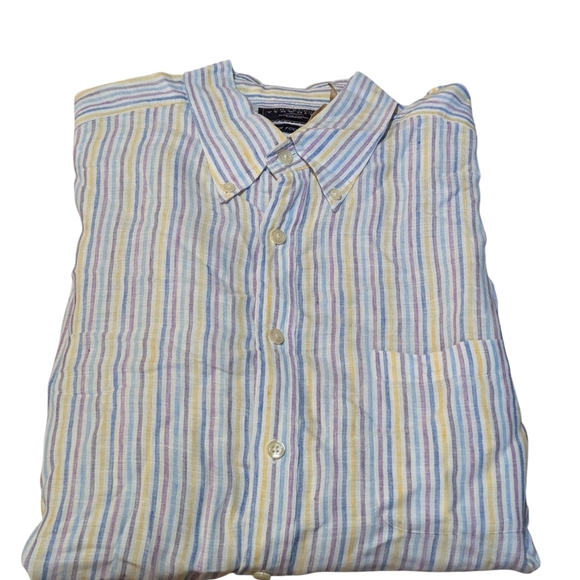 Charles Tyrwhitt Striped Linen Shirt XL Preppy Nautical Yacht Club NWOT - Picture 1 of 9